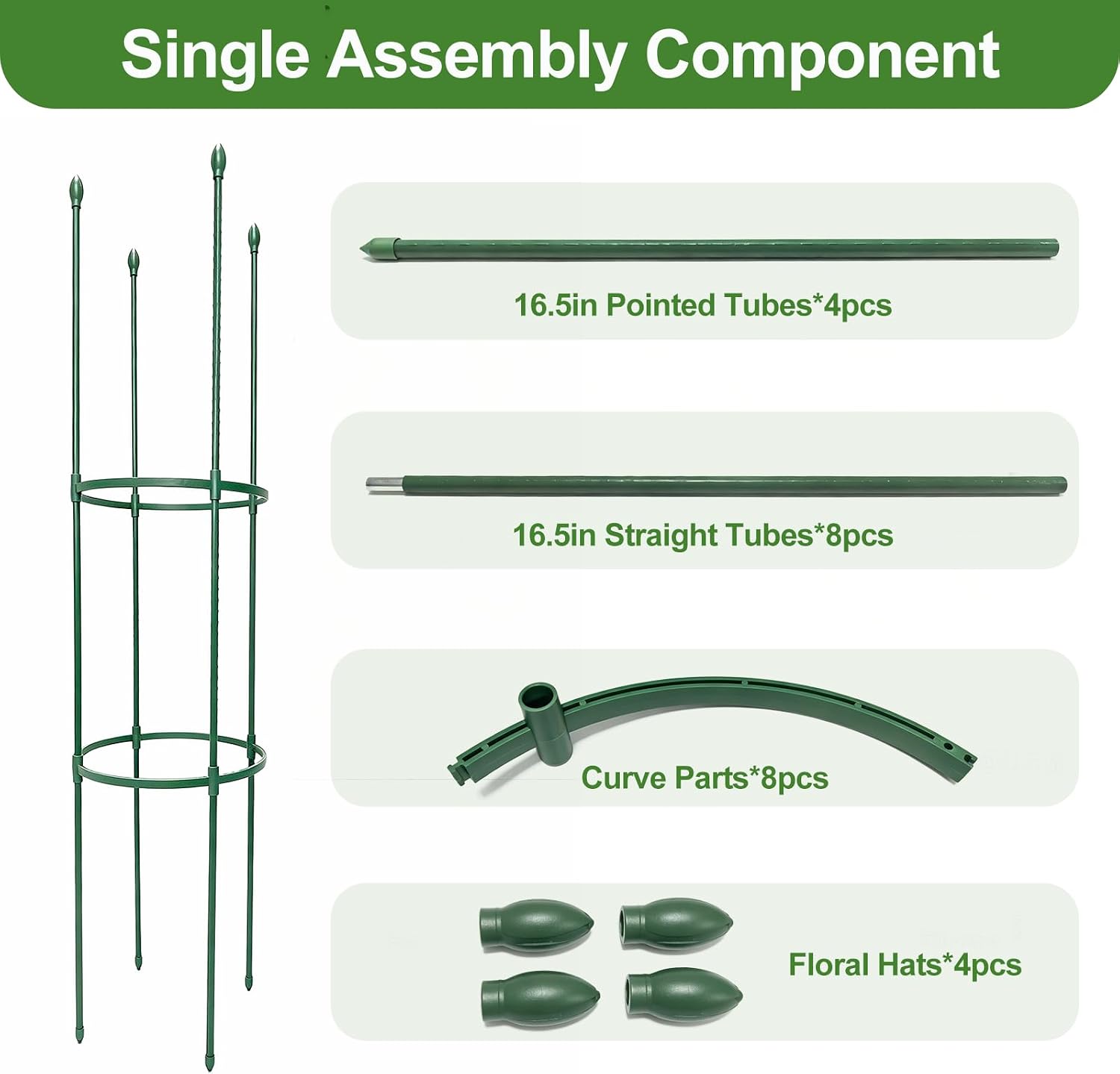 Tomato Cages for Garden&Pots, 4 Pack 50" Plant Support Trellis for Tomatoes, Cucumbers, Beans | Heavy-Duty Steel with