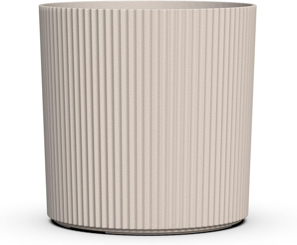 Mayne Haven 14in Round Fluted Modern Planter, Chai | Round fluted modern design, All Season, Fade resistant