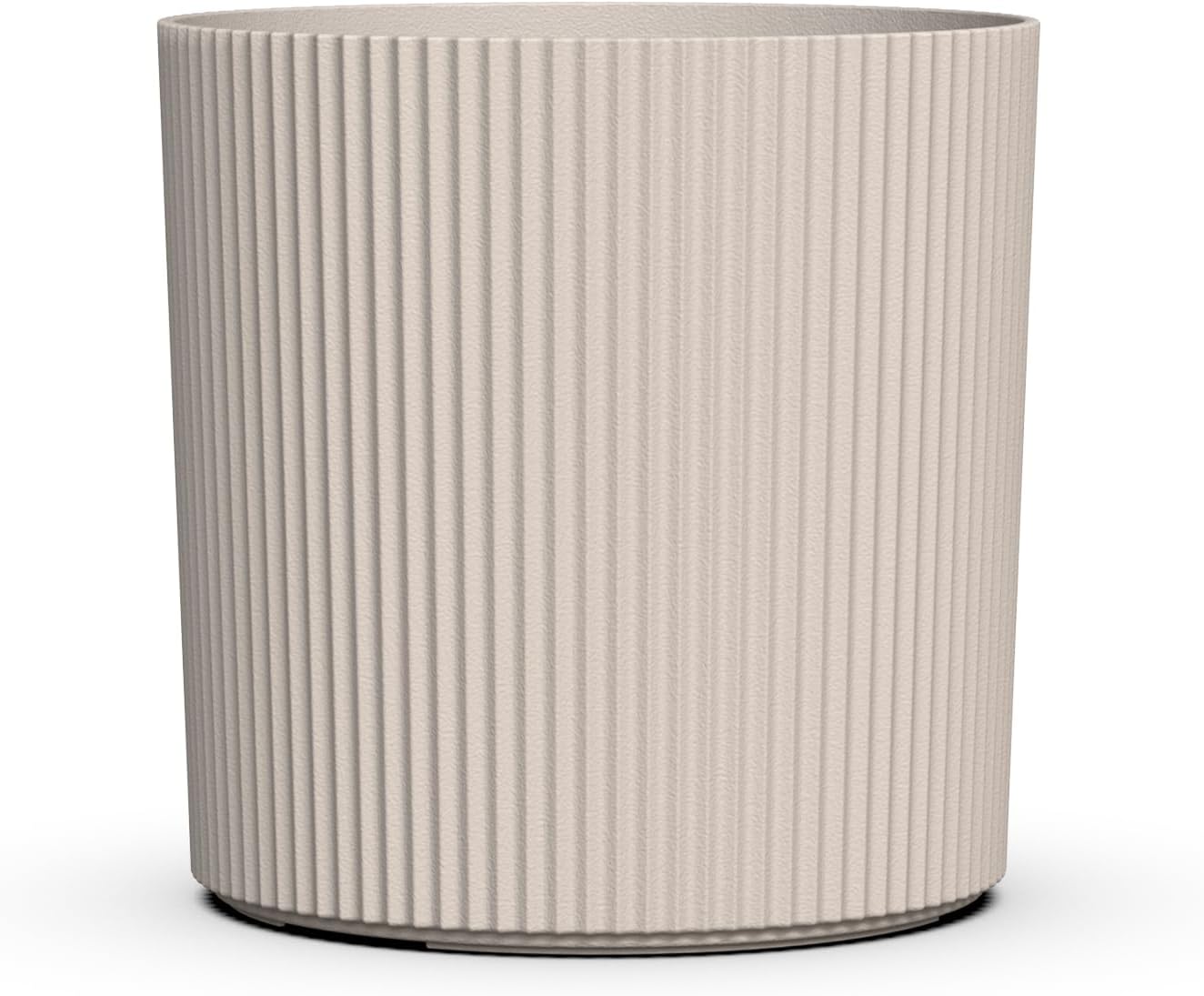 Mayne Haven 14in Round Fluted Modern Planter, Chai | Round fluted modern design, All Season, Fade resistant