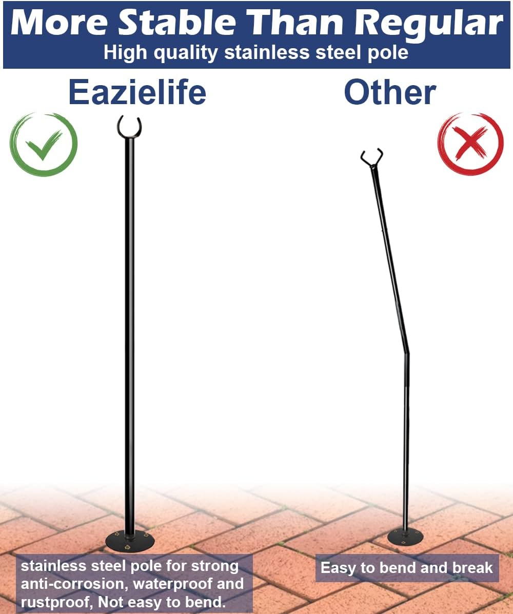 10FT String Light Poles for the Outdoor, Heavy Duty Metal Lighting Stand Pole for Hard Soil Wood Backyards Patio
