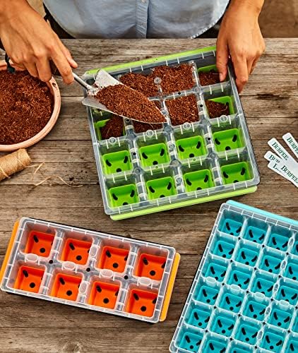 Burpee SuperSeed Windowsill Seed Starting Tray | 8 XL Cell | Seed Starter Tray | Reusable & Dishwasher Safe | Window Garden Starting Kit | Orange
