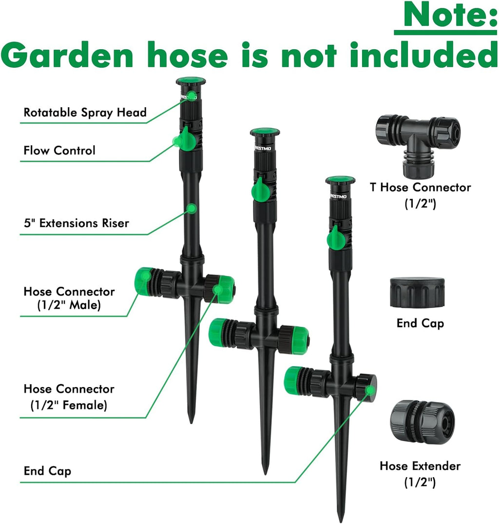 RESTMO Sprinklers for Yard, Above Ground Irrigation Garden Sprinkler System | Adjustable Spray Range, DIY Above Ground