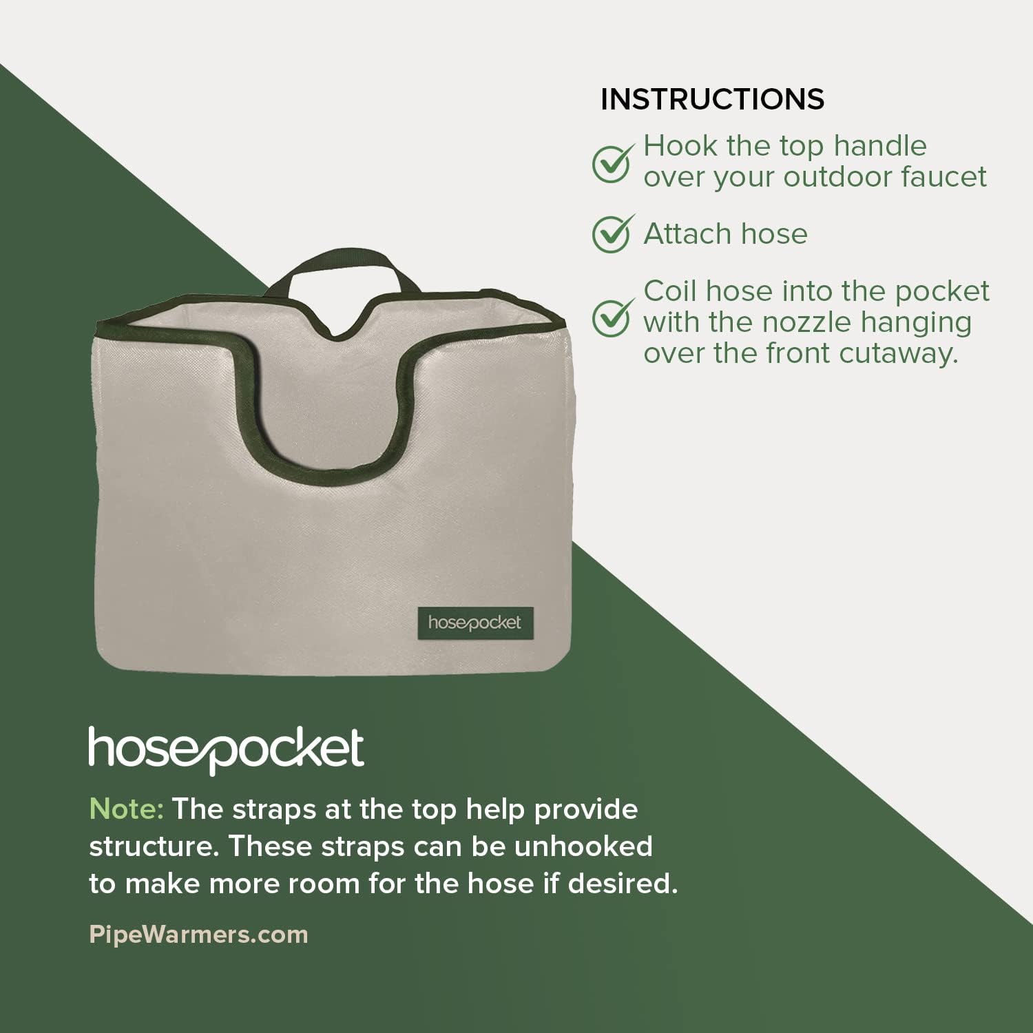 Expandable Garden Hose Holder by Hose Pocket – Store Your Expandable Garden Hose Neatly and Simply – Size Small
