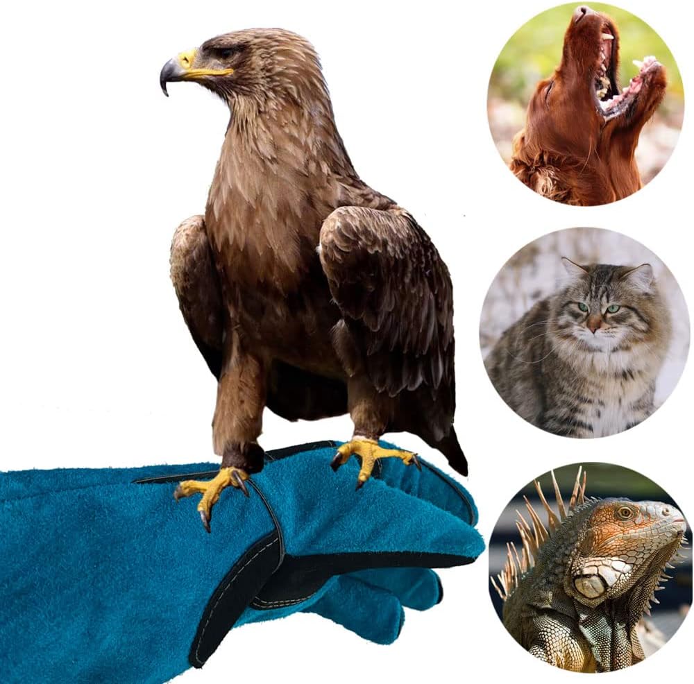 Animal Handing Gloves Bite Proof 23.7 Inch Kevlar Reinforced Multipurpose Pet Leather Glove Padding Dog,Cat