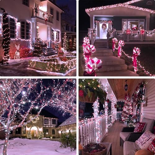 JMEXSUSS 400 LED Red and White Christmas Lights Outdoor with Remote