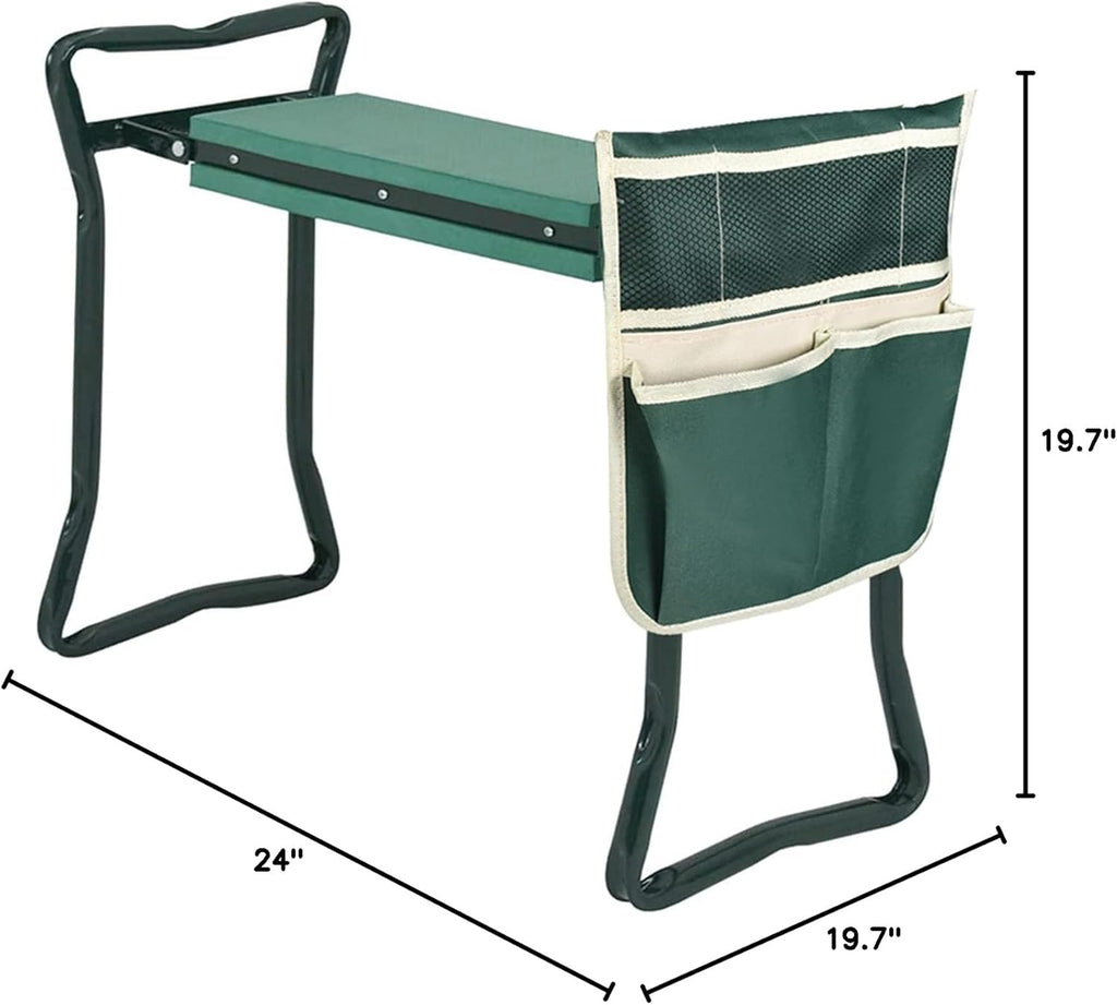 Garden Kneeler Seat Gardening Stool Bench Foldable Portable Knee Stools with Tool Bag Pouch Soft EVA Foam Kneeling Pad