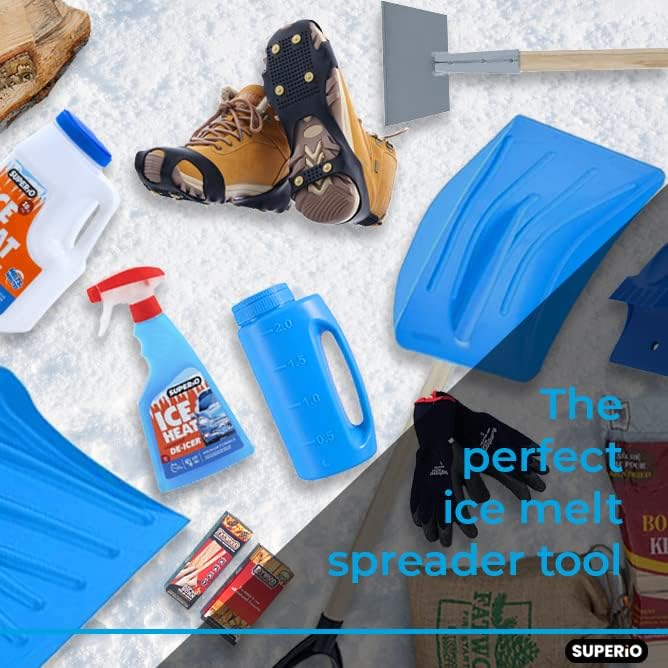 Ice Melt Salt Spreader Handheld Shaker for Lawn Seed, Salt, Ice Melt, Deicer Shaker 2 Liter, Adjustable Hole Size, Handy for Lawn Seed Salt To Deice