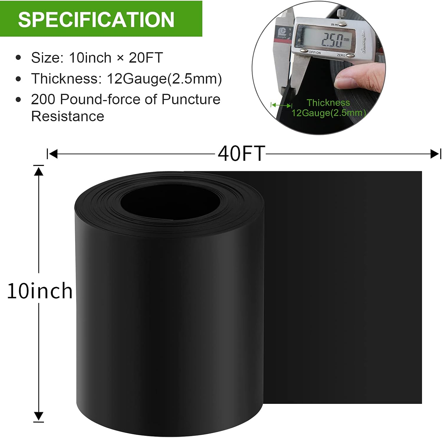 12 Gauge 40 Feet Grass Weed Barrier Landscape Edging 10 inch Depth Flexible Border Roll Lawn Landscape Garden Edging
