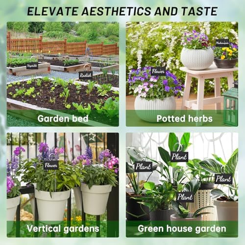 Plant Labels Stakes 24 Pcs, Acrylic Reusable Weatherproof Markers with Pen