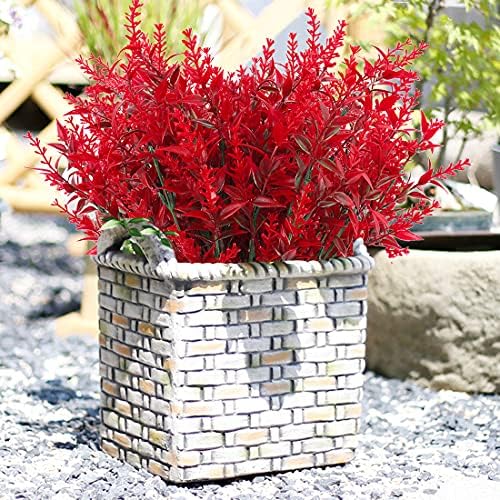 RECUTMS Artificial Outdoor Flowers,Faux Fall Plant Plastic Lavender Bouquet