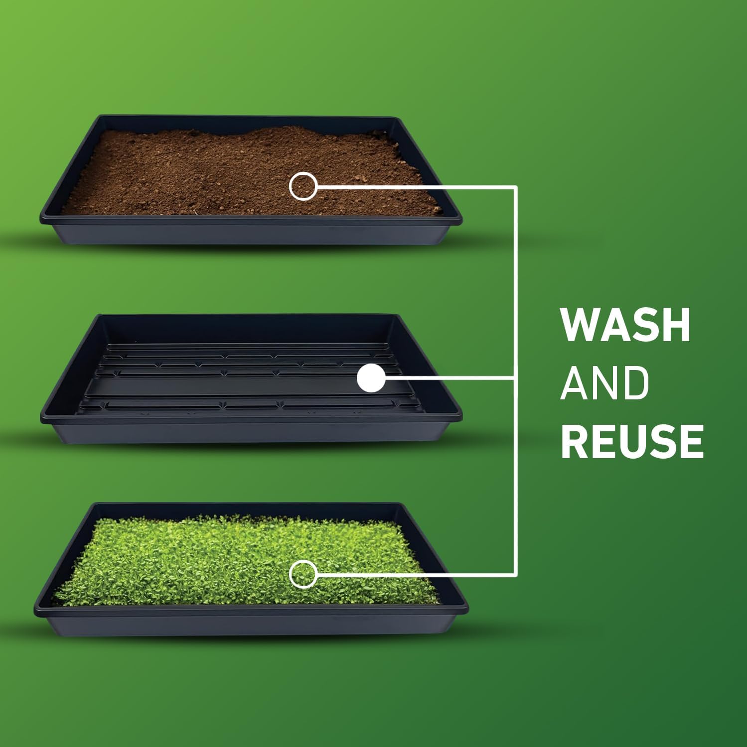 10x20 Inch Black Plastic 10 Pack Plant Propagation Tray No Holes | Growing Trays For Garden, Planting, Seedling, Soil &