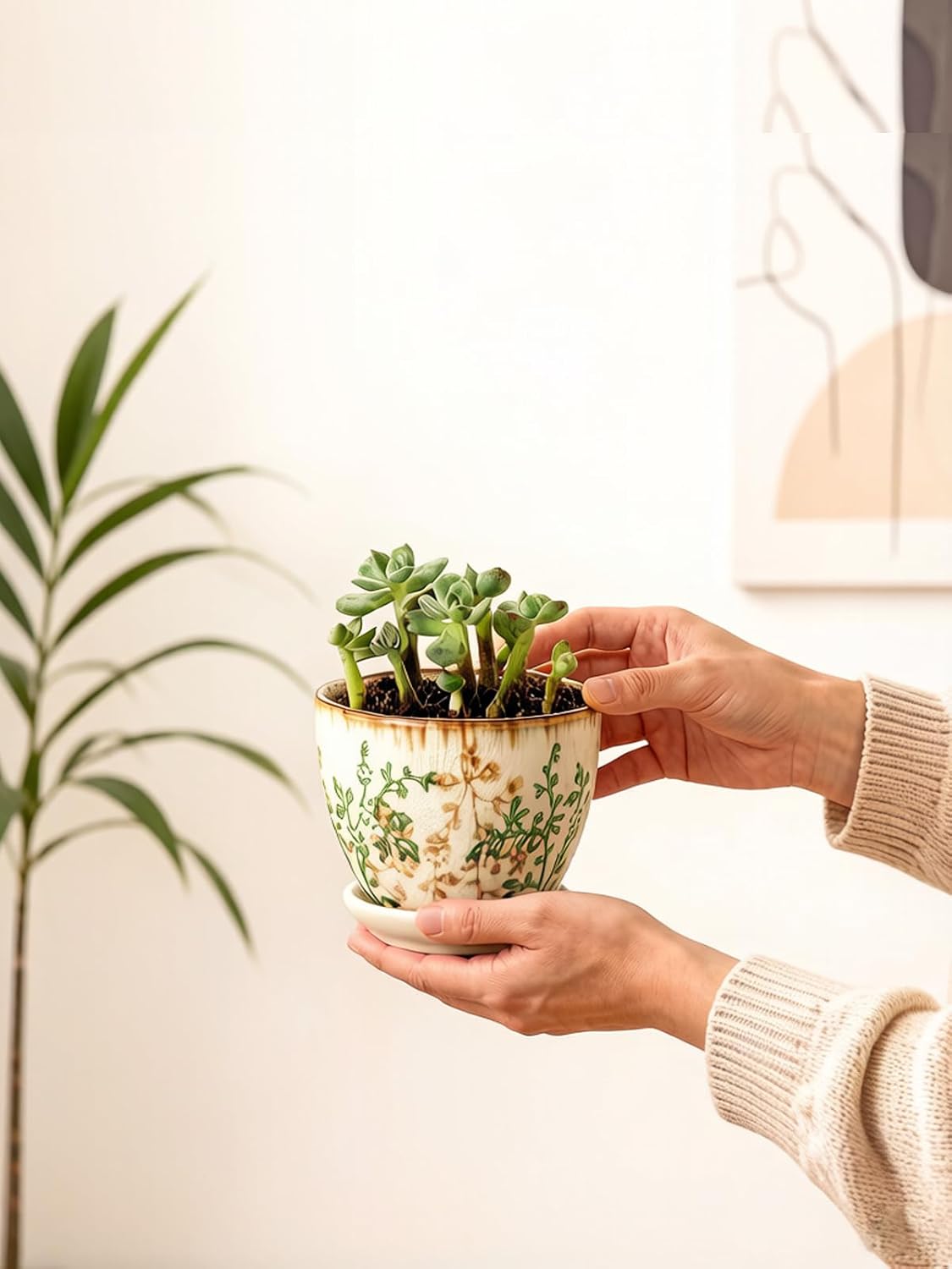 Ceramic Plant Pots, Nursery Pots with Drainage Hole, 3.5 Inch Succulent Pots for Plants, Small Indoor Flower Pots