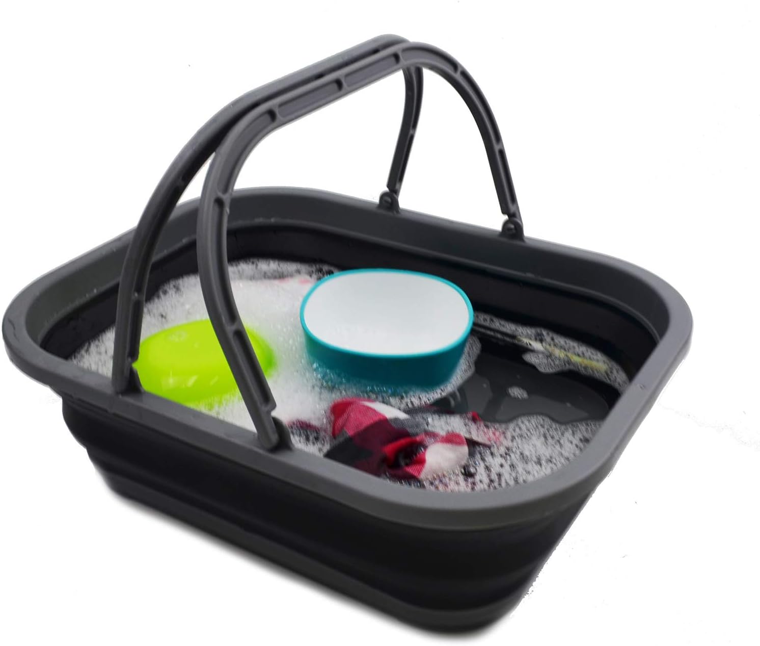 SAMMART 12L (3.17 Gallon) Collapsible Tub with Handle - Portable Outdoor Picnic Basket/Crate - Foldable Shopping Bag