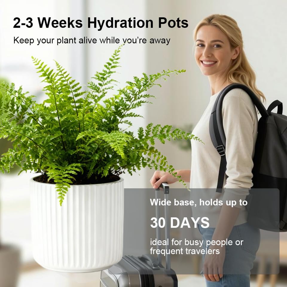 Orchid Pot,Ceramic Plant Pot with Clear Pot,5 inch,White,2pack | self watering,Dual-Pot System,Root Visibility,Flexible