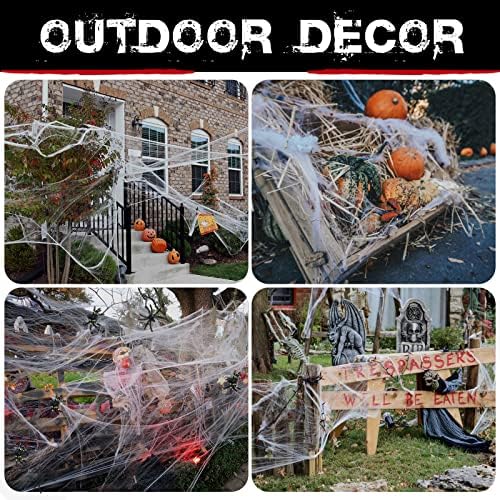 1000 sqft Spider Webs Halloween Decorations with 77 Fake Spiders