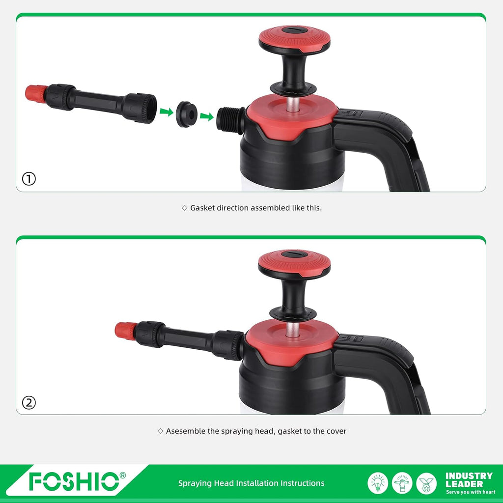 FOSHIO 0.4 Gallon Garden Pump Sprayer, 1.5L Portable Hand Pump Pressure Water Spray Bottles with Adjustable Nozzle