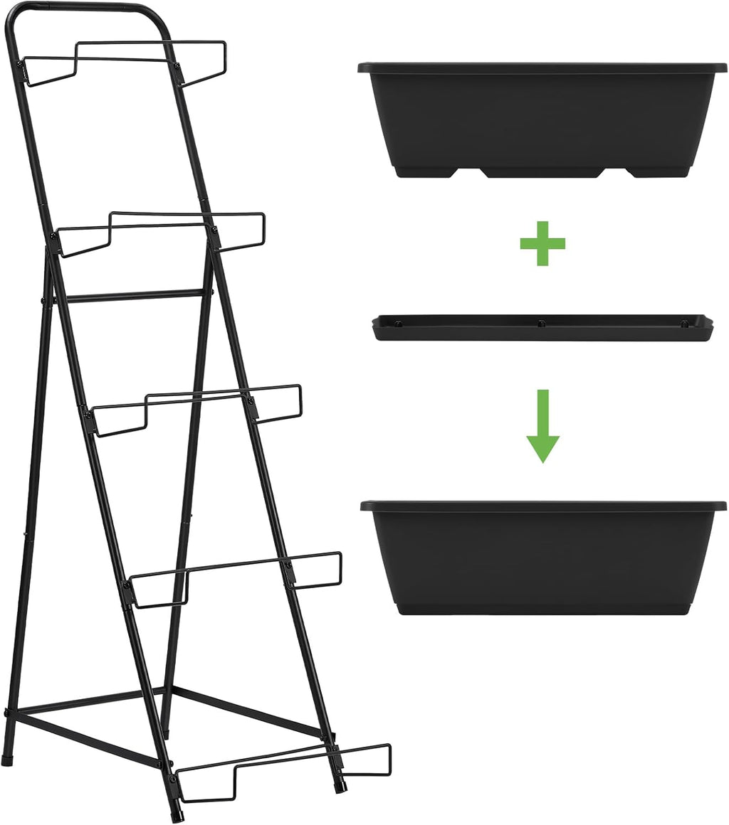 5 Tier Vertical Raised Garden Bed Planter Box, Vertical Raised Bed with Drainage Holes for Indoor Outdoor Herbs Flowers