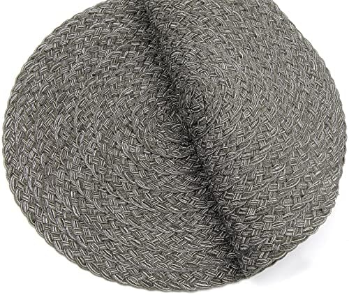 SHACOS Round Braided Placemats Set of 6 Thick Woven Placemats Washable 15 inch Circle Place Mats Non Slip Table Mats for Dining Table, Gray White