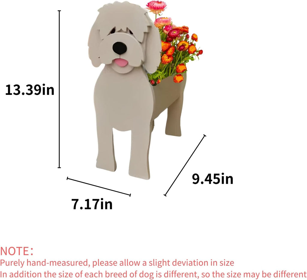 Golden Doodle Dog Planter Pots, Animal Shaped Flower Pot | Cute Plant Gift for Women and Pet Lovers, Indoor Outdoor