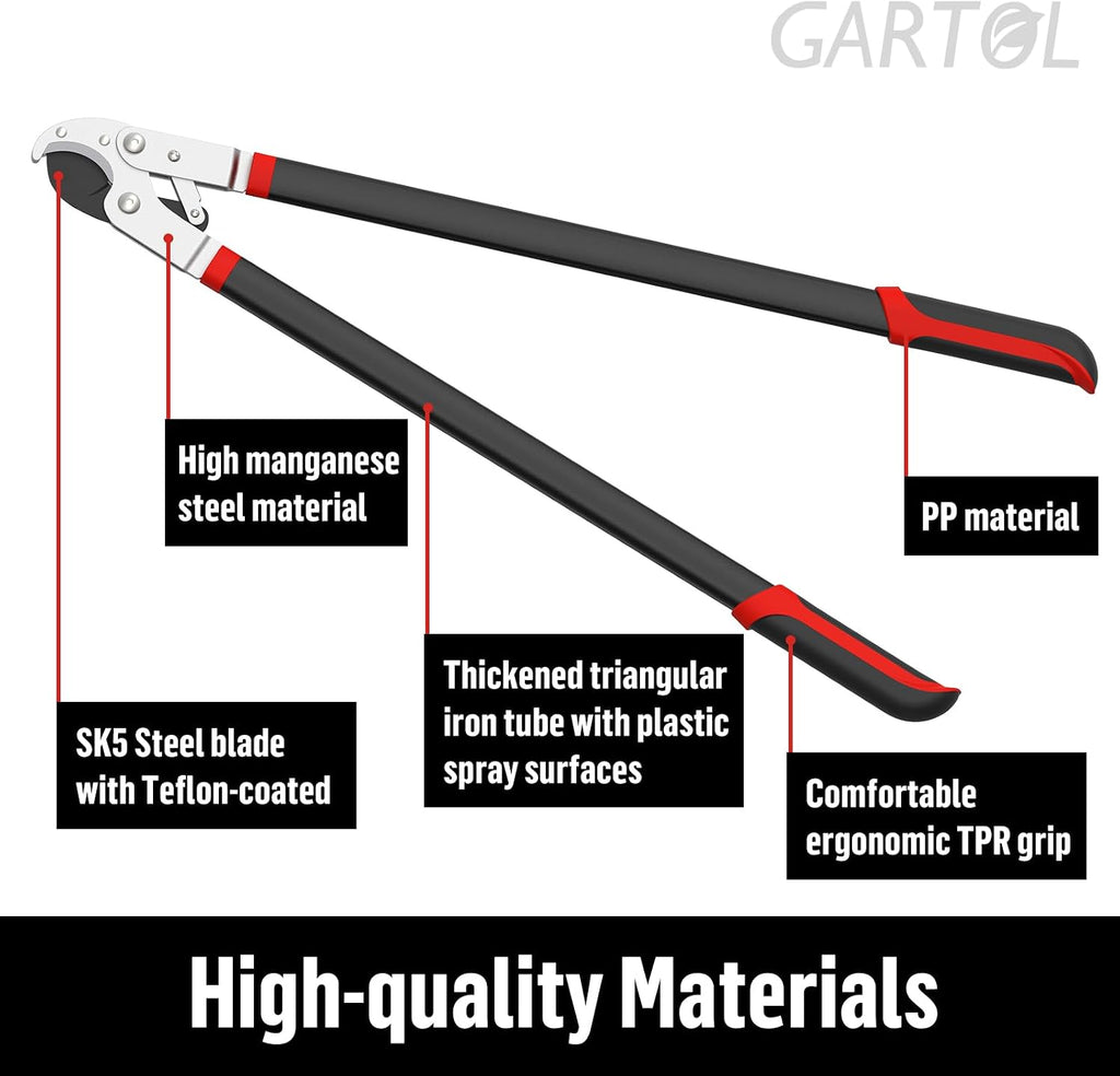 GARTOL Heavy-Duty Anvil Lopper, 29" Tree Pruning Shears, with a Spare SK5 Steel Blade, Compound Action for Effortless