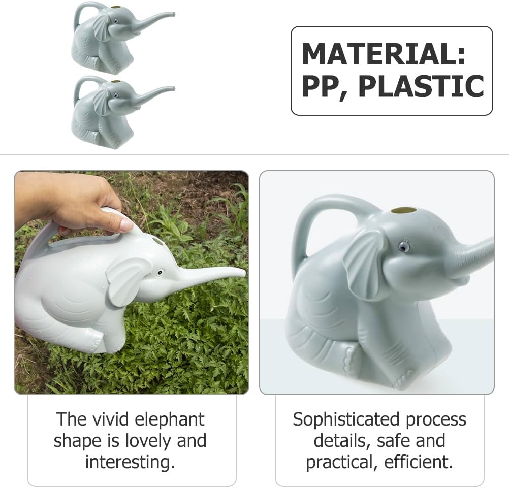 Veemoon 2pcs Small Elephant Watering can, 2L Animal Watering can Plastic Gardening Kettle Cute Garden Plants Kettle for