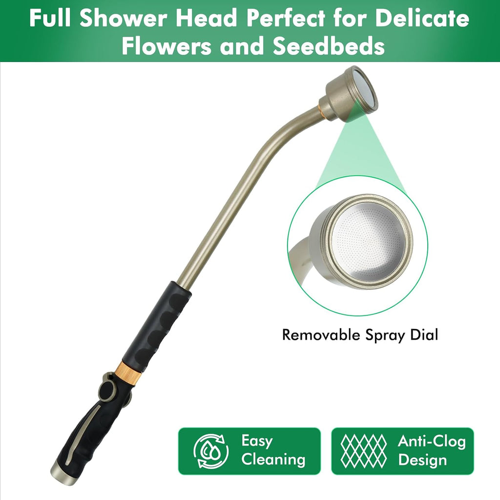 RESTMO Long Watering Wand, 24 Inches Gentle Soft Full Shower Sprayer Wand | Thumb Flow Control, Heavy Duty Metal Hose