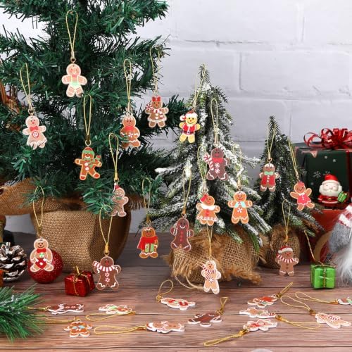 36 Pcs Mini Gingerbread Man Ornaments, Acrylic Christmas Tree Decor