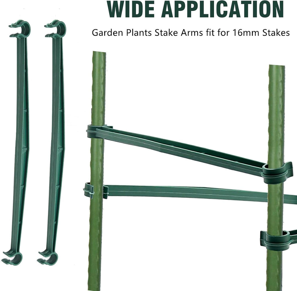 100 PCS Stake Arms for Tomato Cage, 12.8” Expandable Trellis Connectors,Plant Support Garden Stakes, Tomato Stake
