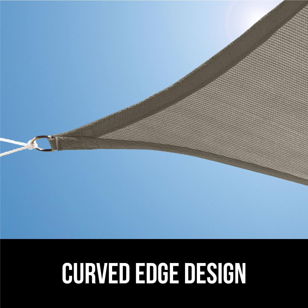 GORILLA GRIP Heavy Duty Sun Shade, UV Protection Fade Tear and Rust Resistant Rectangle Sunshade Canopy, Curved Edges