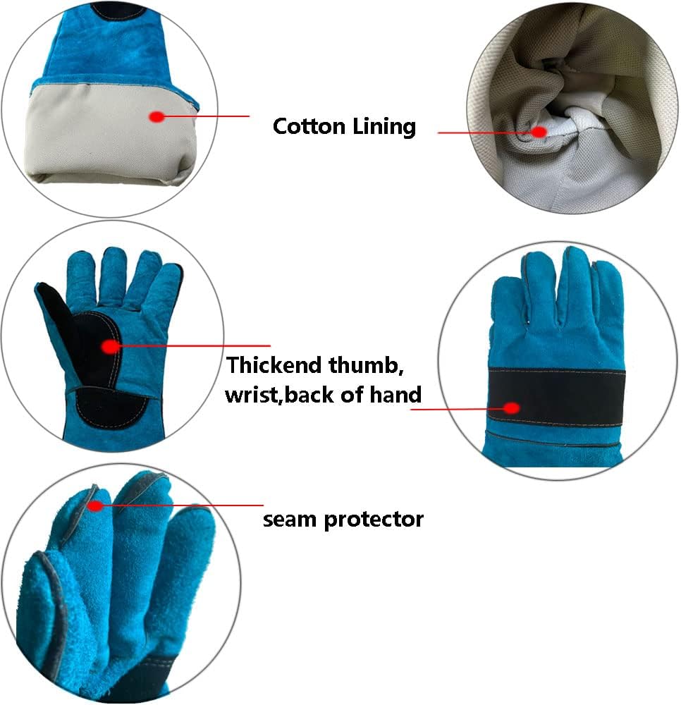 Animal Handing Gloves Bite Proof 23.7 Inch Kevlar Reinforced Multipurpose Pet Leather Glove Padding Dog,Cat