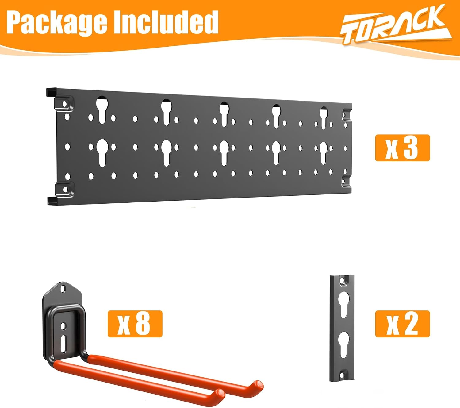TORACK Garden Tool Organizer Wall Mounted, Garage Folding Chair Storage Rack, Tools Rack for Shovels, Rakes, Broom
