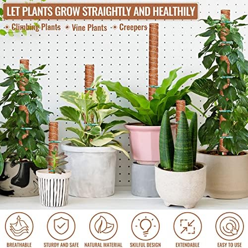 Coir Totem Pole for Climbing Plants, 4 Pcs 12'' Coir Moss Totem Stick