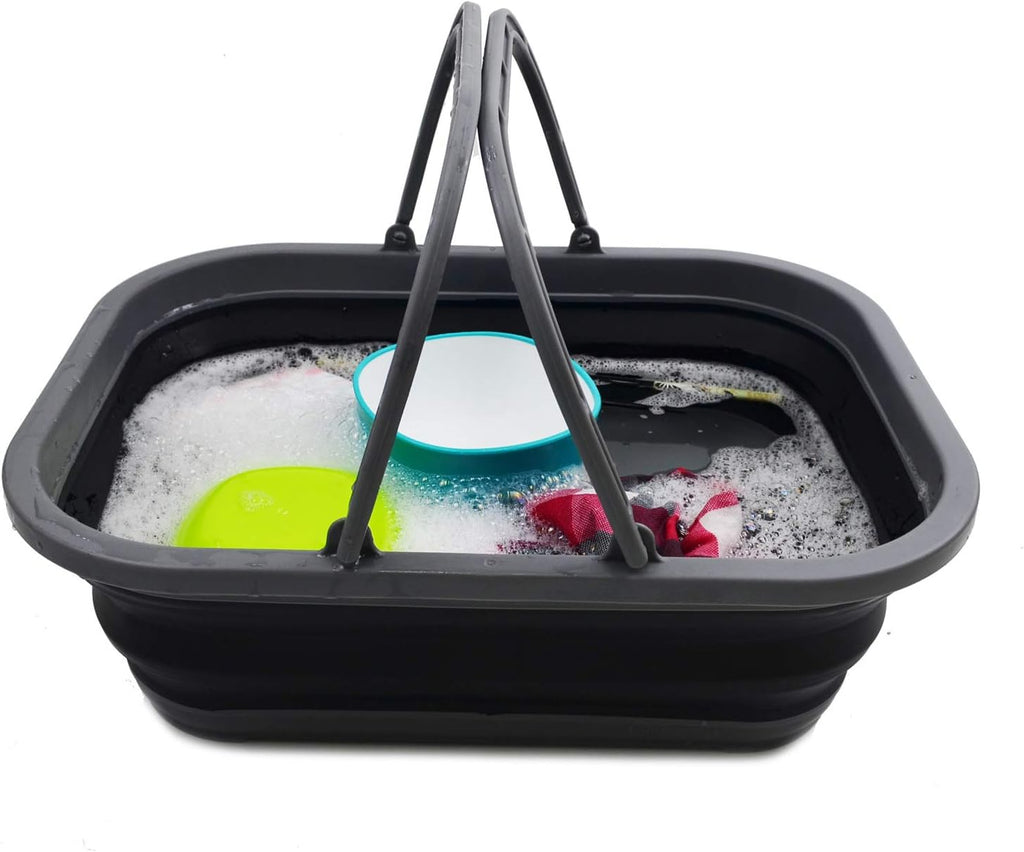 SAMMART 12L (3.17 Gallon) Collapsible Tub with Handle - Portable Outdoor Picnic Basket/Crate - Foldable Shopping Bag
