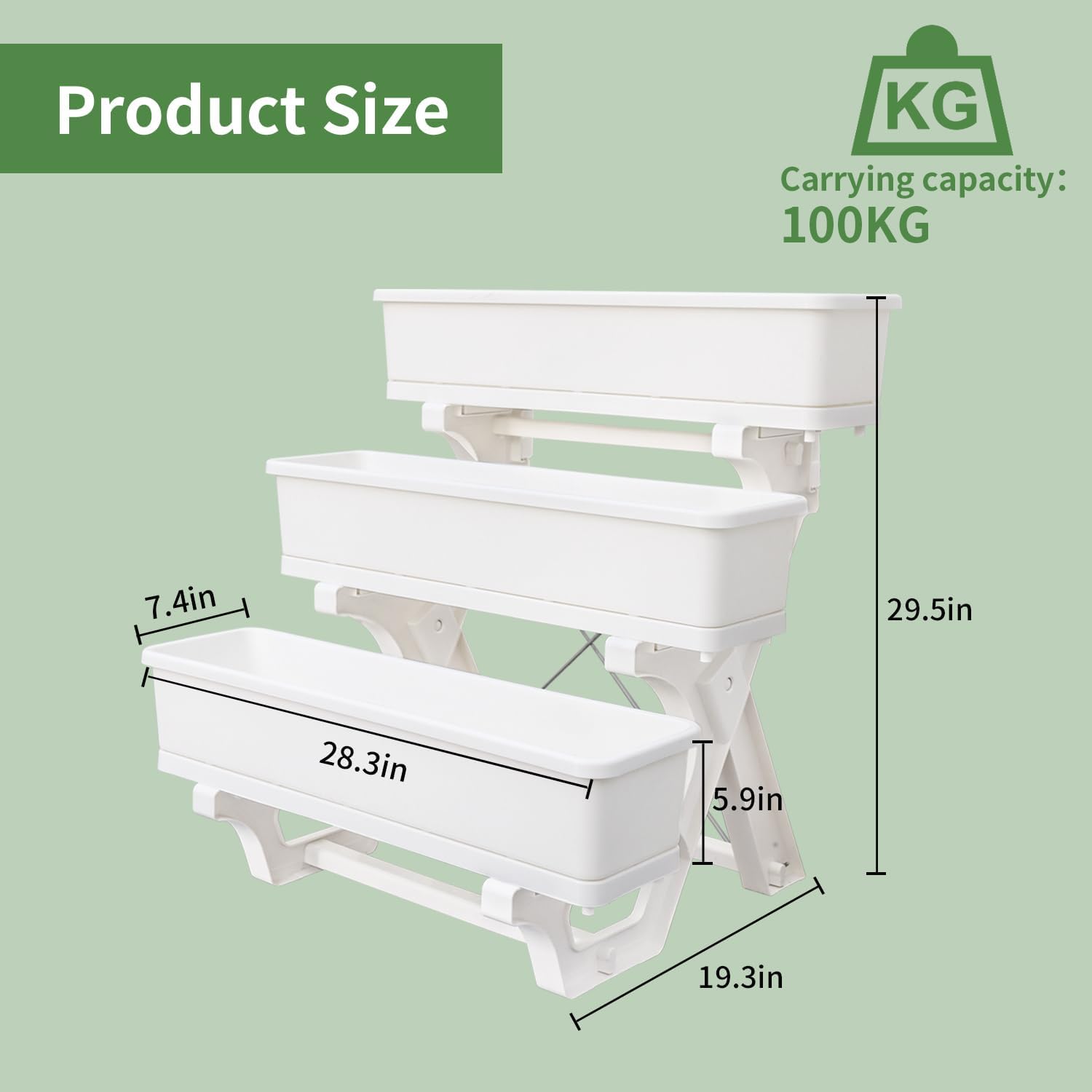 Planters for Outdoor Plants 3 Tiers Vertical Raised Garden Bed Freestanding Elevated Planter with Planter Tray for