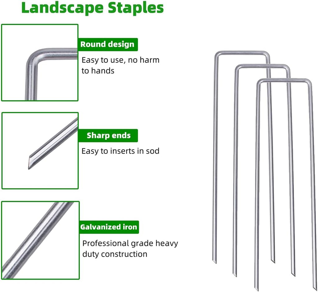 6 Inch 150 Pcs Hot-dip Galvanized U-Shaped Garden Stakes, Landscape Staples, Ground Stakes, for Decoration Weed Barrier
