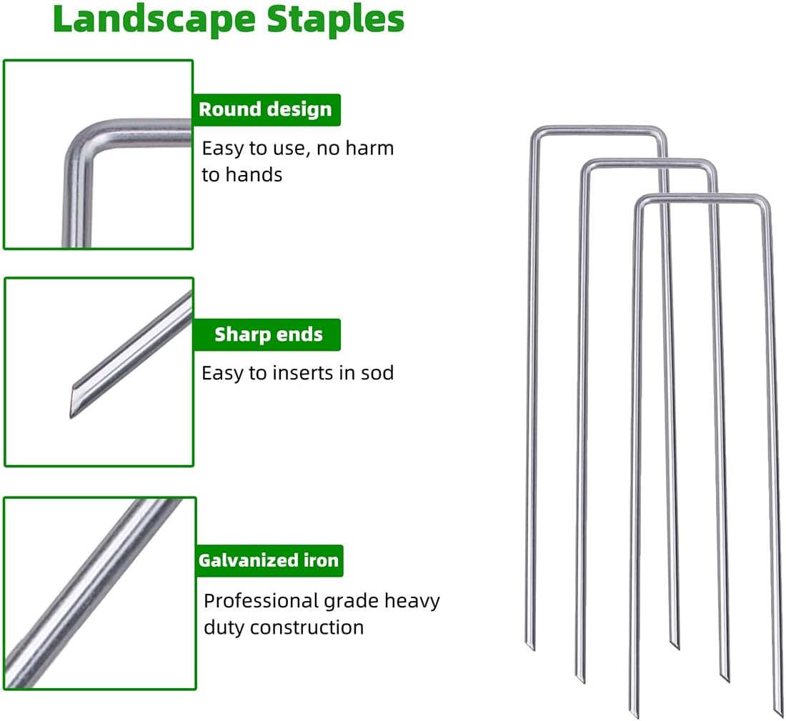 6 Inch 150 Pcs Hot-dip Galvanized U-Shaped Garden Stakes, Landscape Staples, Ground Stakes, for Decoration Weed Barrier