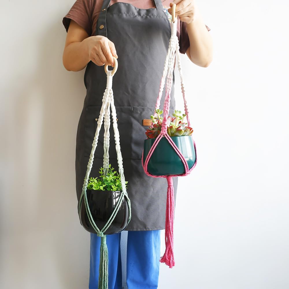 7-Pack Plant Pot Hanger,Indoor Pot Holder, Boho Decor,33“, Green Blue Orange Purple Blue Yellow Pink (No Pot & Plant)