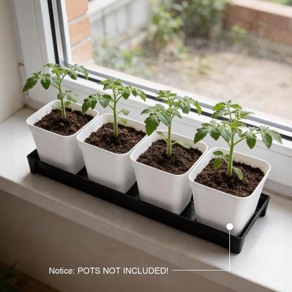 10 Pack Plastic Windowsill Plant Pot Trays (16"x5.5"x1.5"), Rectangular Window Sill Saucer with Removable Drainage