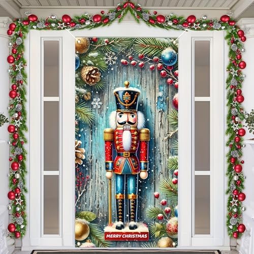 BlissYard Door Cover Christmas Nutcracker Soldier 35x71 Inch Polyester