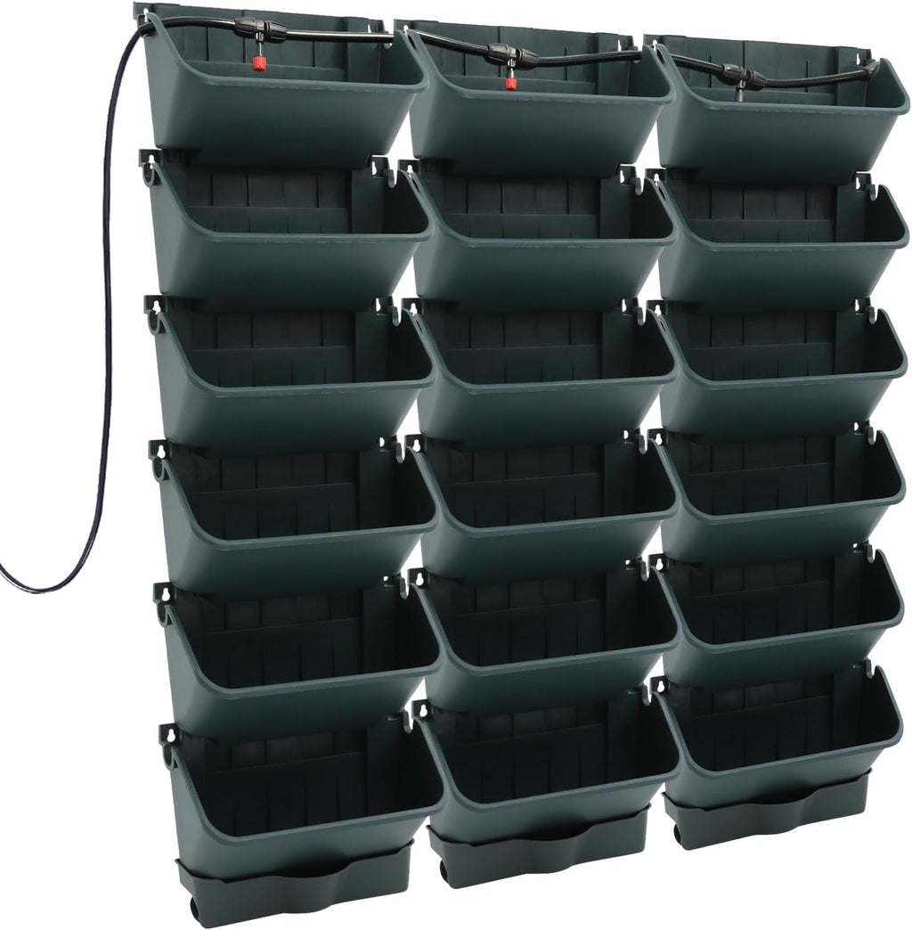 18 Pots Self-Watering Wall-Mounted Planter, 39.4”L x 39.4”H Vertical Wall Planter Self Watering Stackable Planters