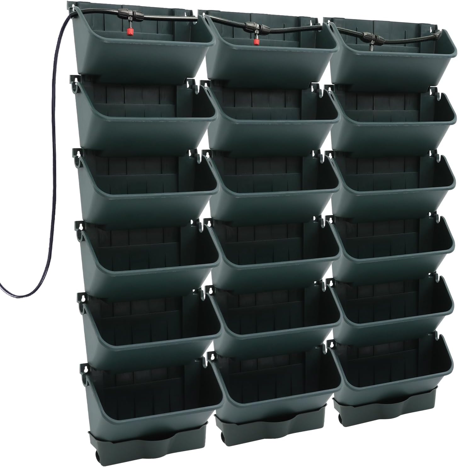 18 Pots Self-Watering Wall-Mounted Planter, 39.4”L x 39.4”H Vertical Wall Planter Self Watering Stackable Planters