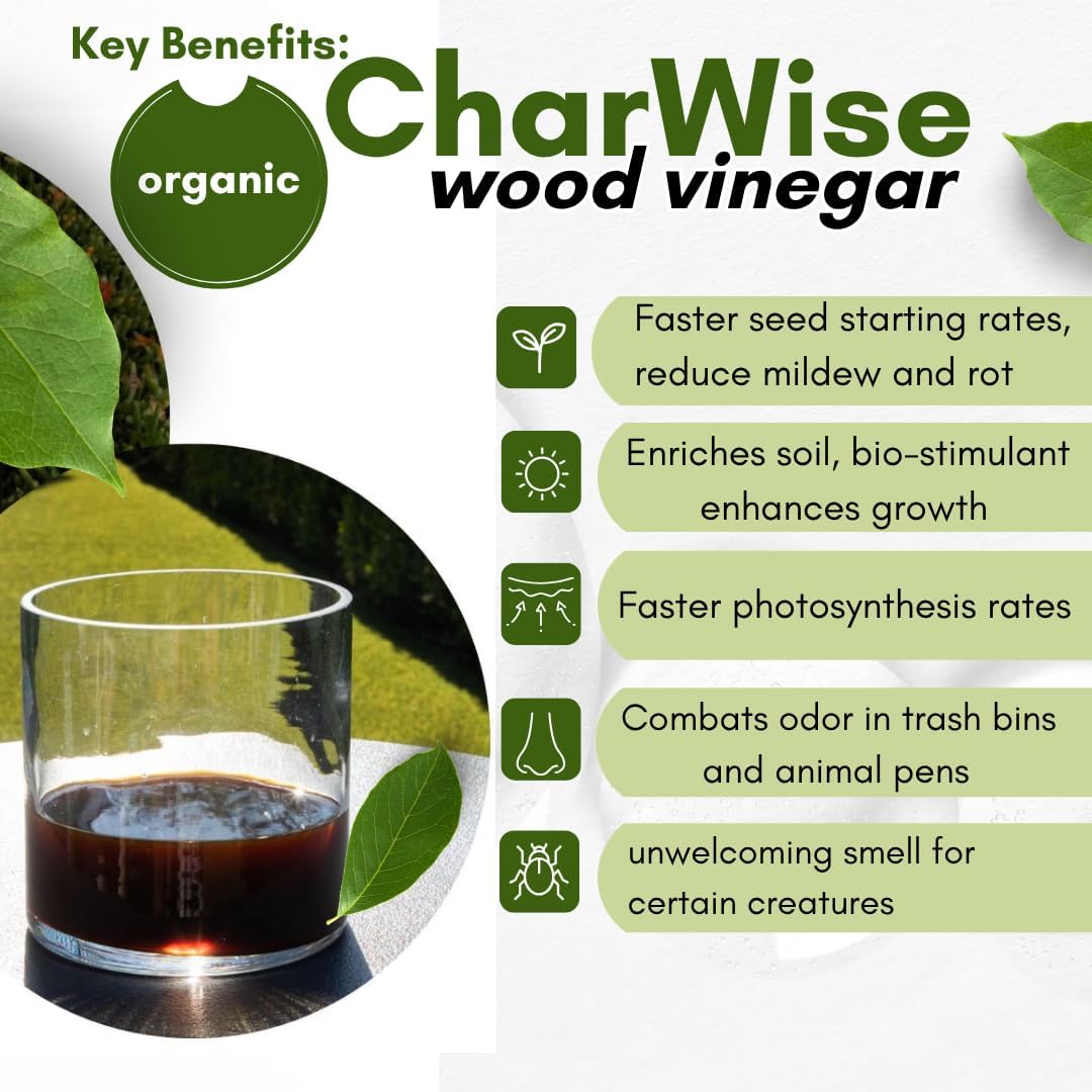 VermisTerra CharWise - 16 oz Wood Vinegar Biostimulant - Seed Germination, Enriches Soil, Growth Enhancer, Combats