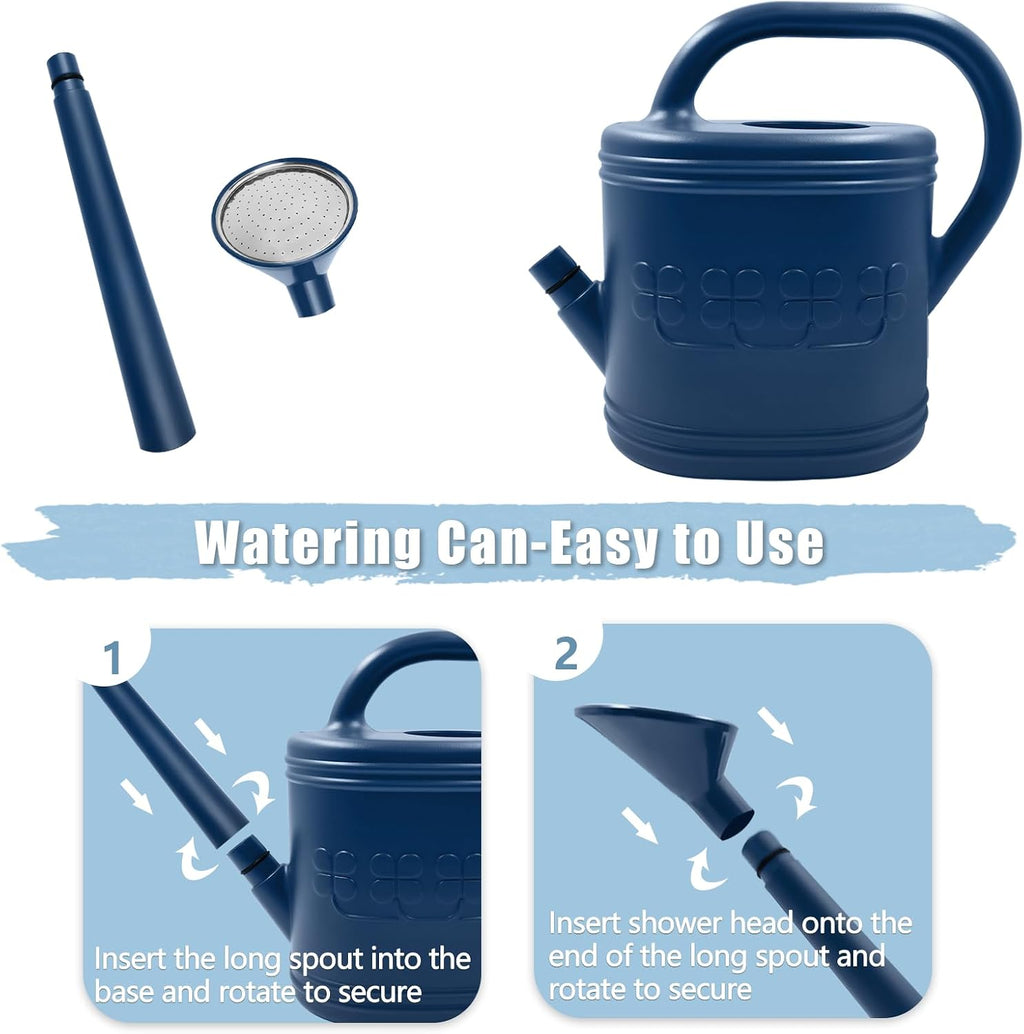 2 Gallon Garden Watering Can, Plastic Outdoor Watering Can for Plants | Removable Long Spout, Plastic Water Can