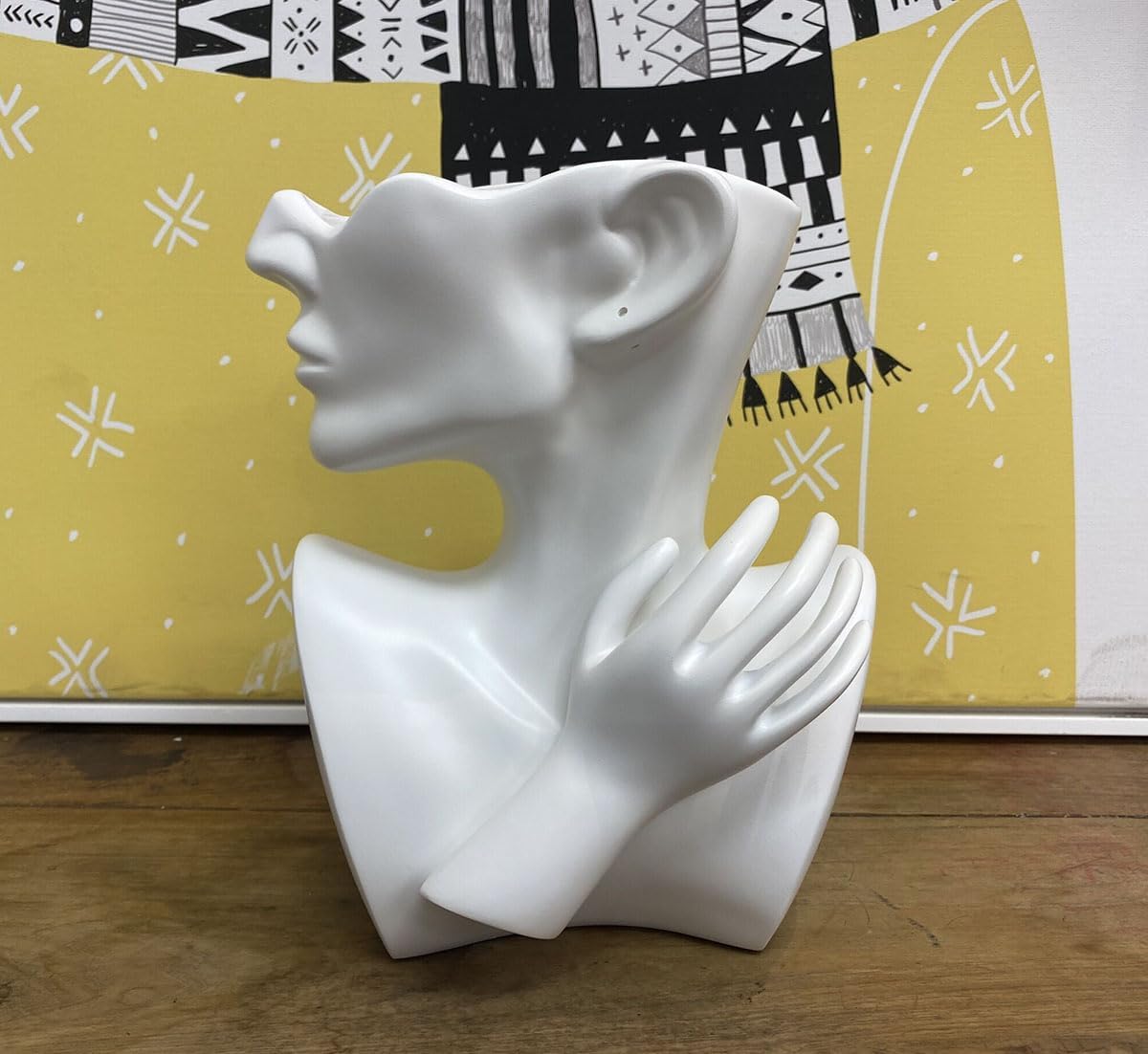 Abstract Face Planters Pots Head Flower Vase (White) | Greek Bust Vase, Women Face Vase for Home Decor, Female Bust
