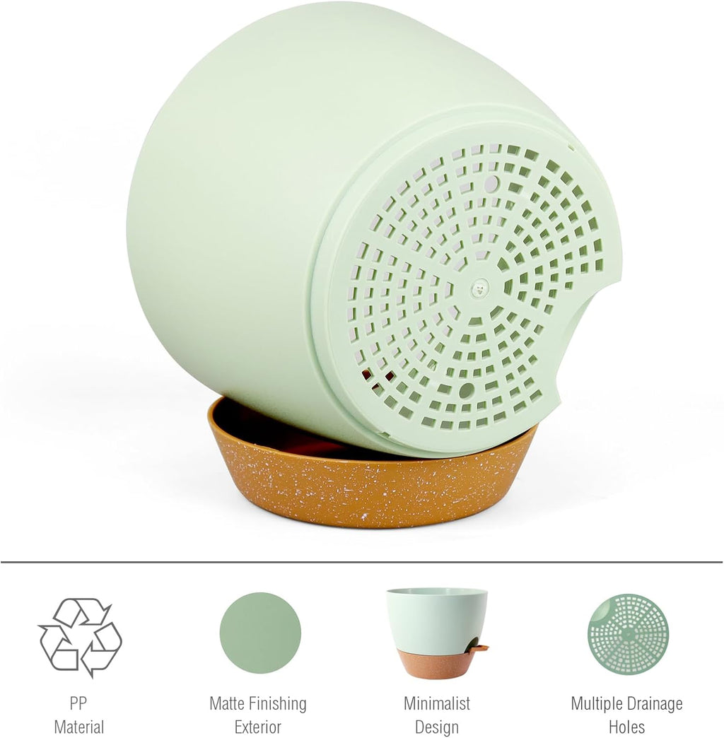Meowell 12 inch Large Self Watering Pots, Plant Pots with Mesh Drainage Holes for Indoor Outdoor Plants, Plastic