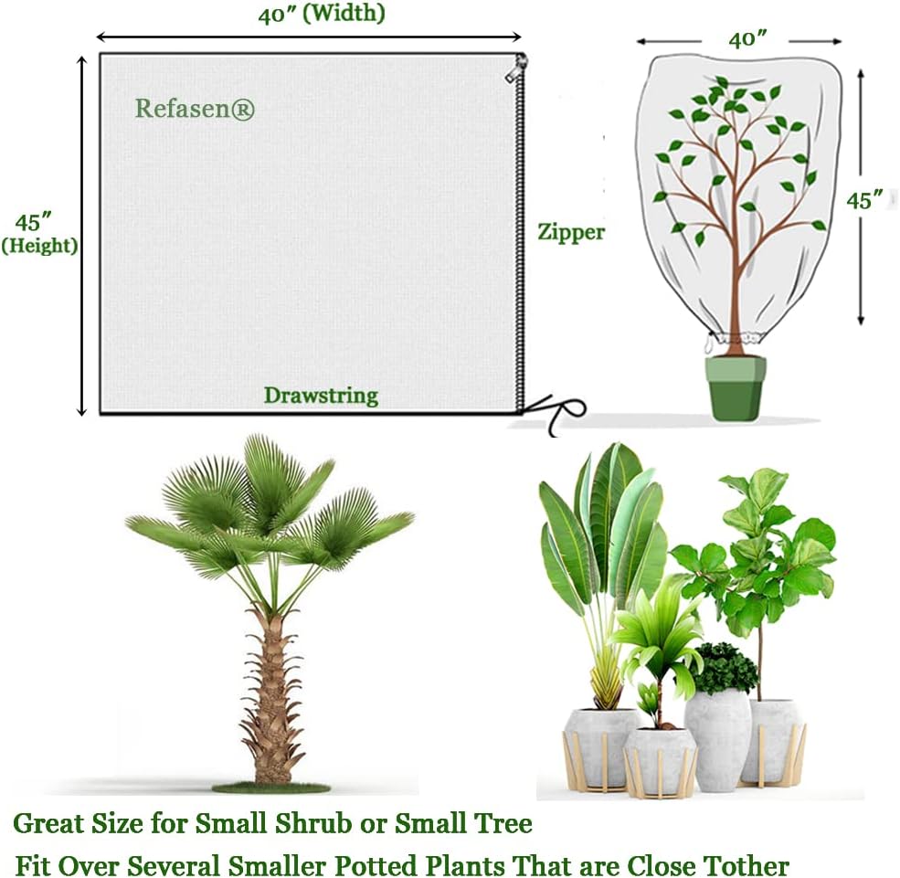 Plant Covers Freeze Protection,3 Packs 45”H X40”W Frost Blankets for Outdoor Plants Frost Cloth with Zipper