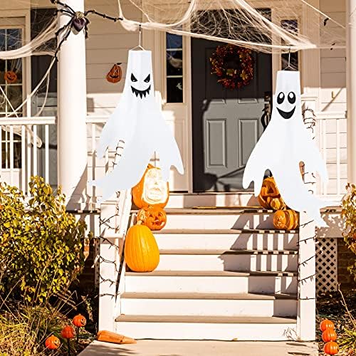 Shappy 4 pcs Halloween Ghost Decorations Windsocks Hanging Outdoor Yard
