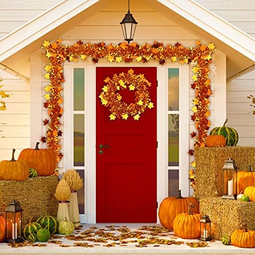 DIYDEC 33ft Thanksgiving Fall Tinsel Garlands Golden Copper
