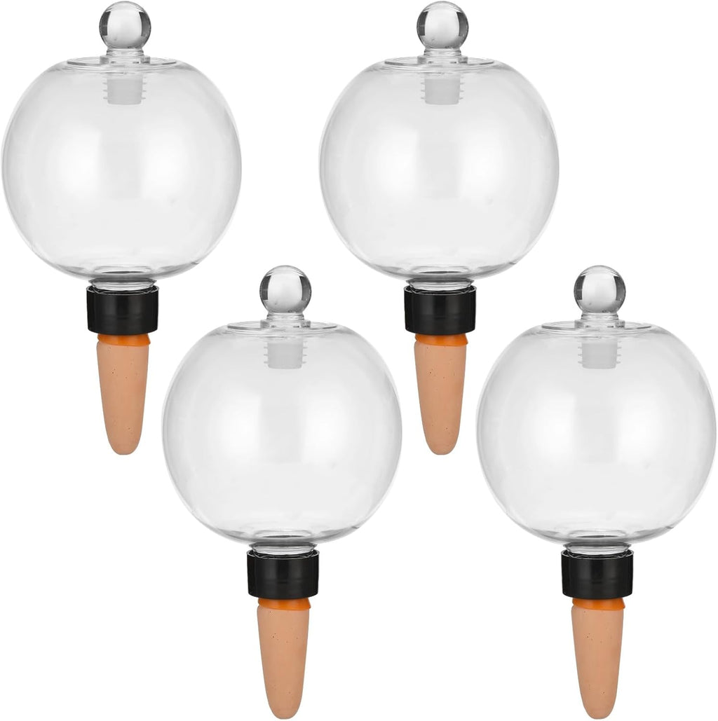 4 PCS Large Plant Self-Watering Globes, 16.9 oz Slow Release Watering Bulb with Ceramic Spike Stake, Top Fill Plastic