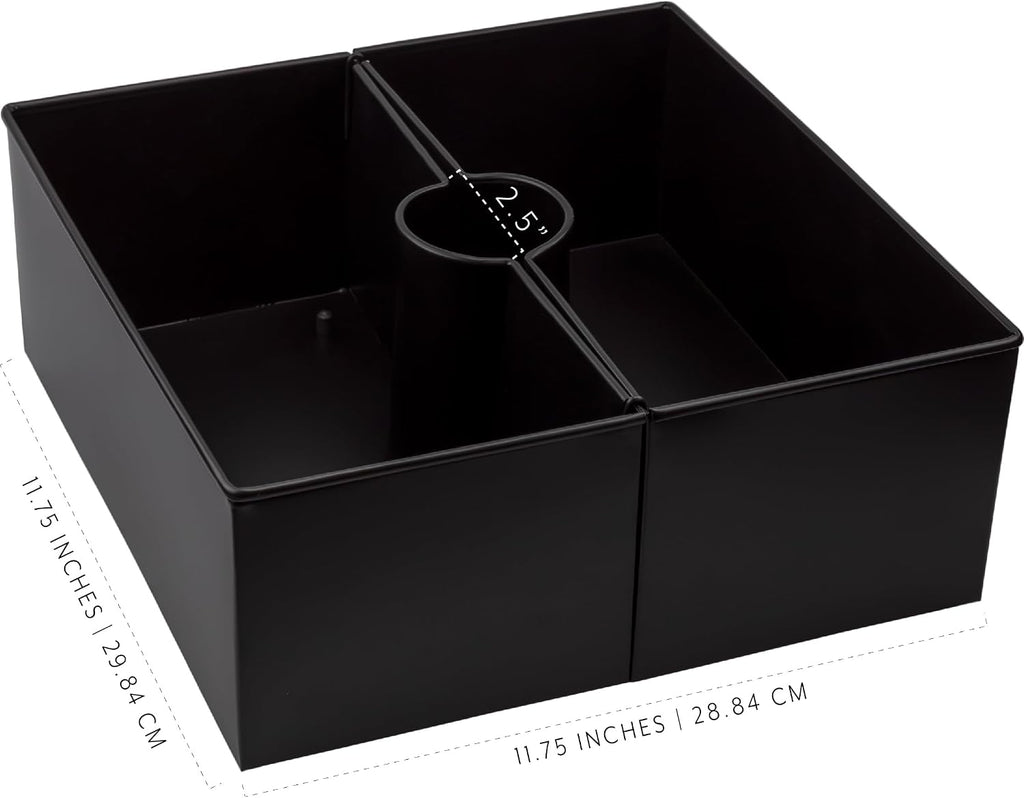 AuldHome Design Umbrella Planter for Patio Table (Black Square), w/Umbrella Hole, Enamelware Rectangular Planter Pots
